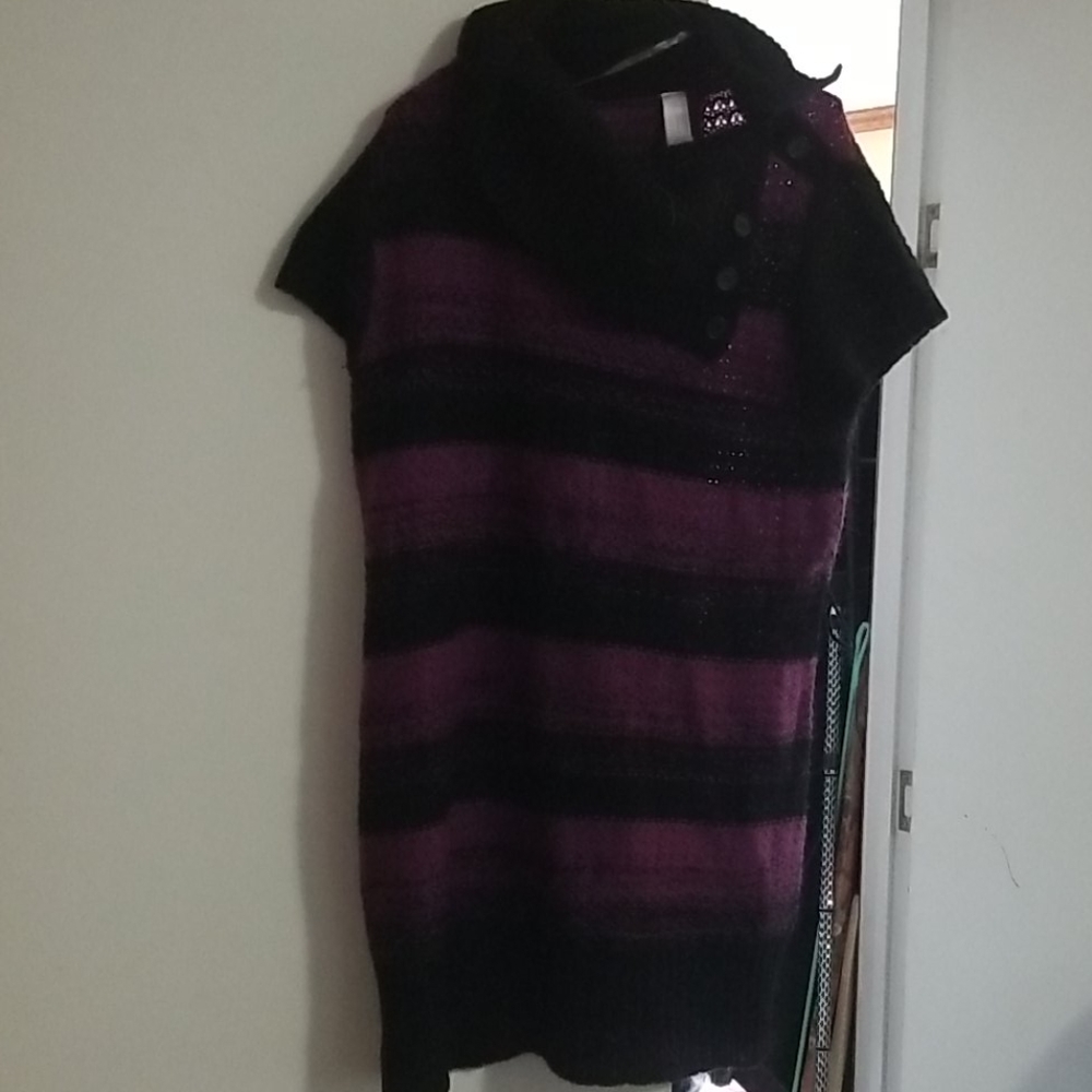 Purple black cowl neck tunic